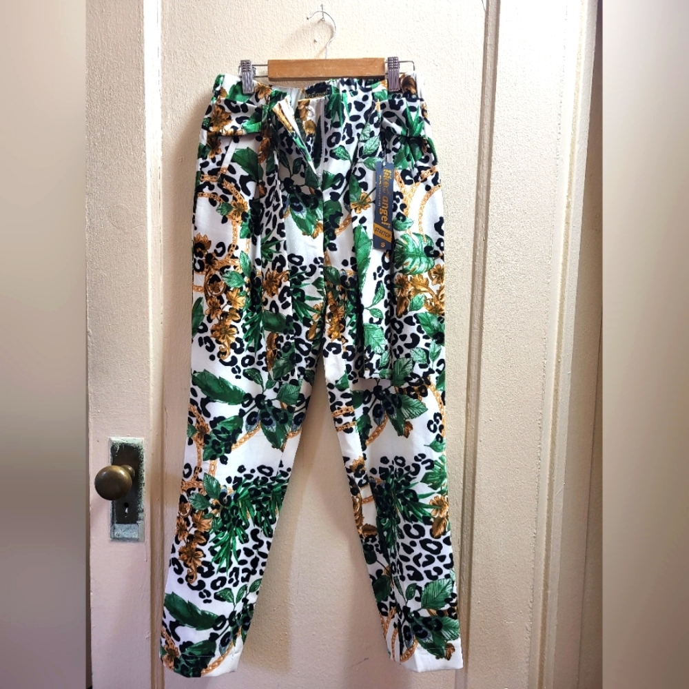 NWT Elegant leopard chain design print strech dress pants